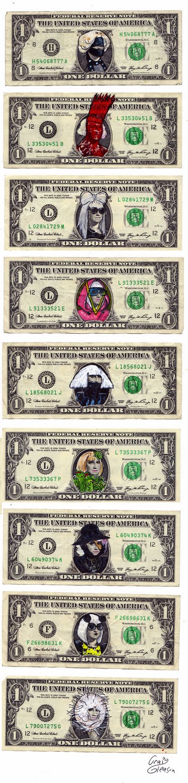 dollar bill art. These dollar bills by Craig